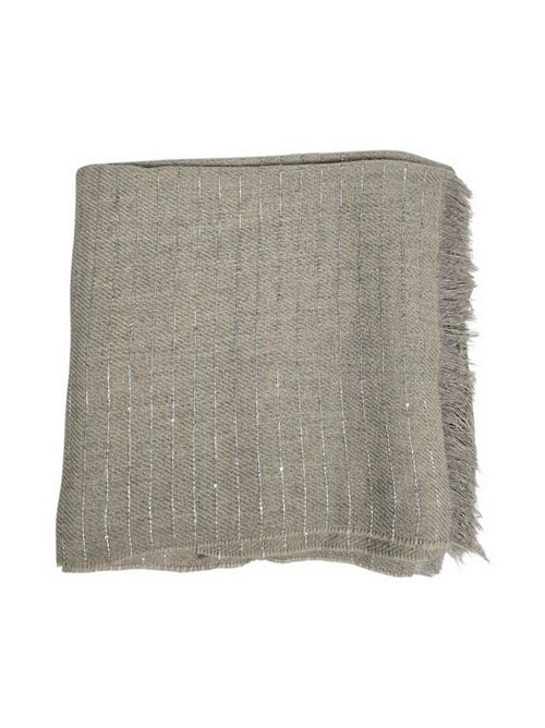 sciarpa donna gessata con micro paillettes beige Gaynor Bongard | NUOROBEIGE